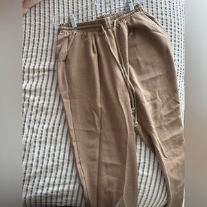 PrettyLittleThing Women’s Tan Linen Blend Trousers